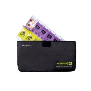 Travelon World Travel Essentials 7-day am/pm Push Button Pill Case NWT